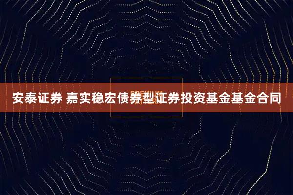 安泰证券 嘉实稳宏债券型证券投资基金基金合同