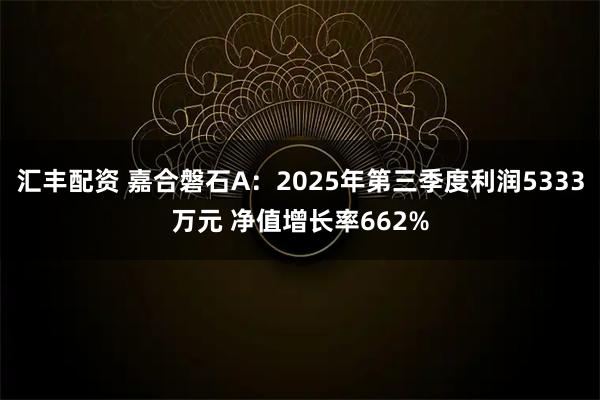 汇丰配资 嘉合磐石A：2025年第三季度利润5333万元 净值增长率662%